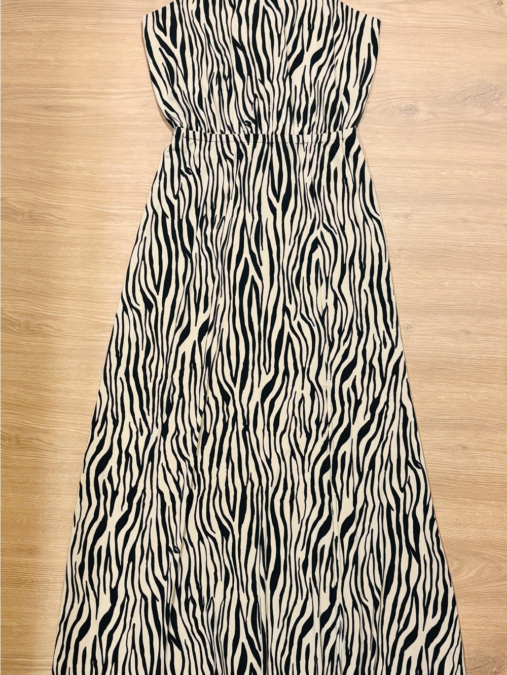 INC International Concepts Black and Cream Zebra-Print Maxi Dress